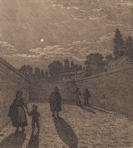 Światło księżyca nad drogą. Ilustracja do „Perspektywy liniowej”, płyta IV autorstwa Christoffer Wilhelm Eckersberg