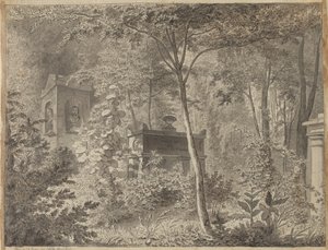 Grób Moliera w Jardin Elysée des Petits Augustins, Paryż 10 czerwca (1811) autorstwa Christoffer Wilhelm Eckersberg