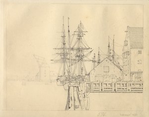 Lot z jednej ze stoczni w Christianshavn, w tle Mastekran. autorstwa Christoffer Wilhelm Eckersberg