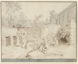 Lot na rzymskim akwedukcie w Arcueil w Paryżu autorstwa Christoffer Wilhelm Eckersberg
