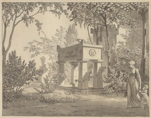 Sarkofag Moliera w Jardin Elysée autorstwa Christoffer Wilhelm Eckersberg