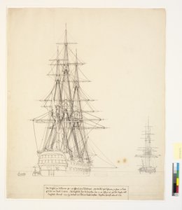 Rosyjski statek liniowy „Asow” i fregata na kotwicy na drogach Elsinore autorstwa Christoffer Wilhelm Eckersberg