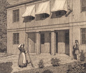 Na zewnątrz willi. Ilustracja do „Perspektywy liniowej”, płyta V autorstwa Christoffer Wilhelm Eckersberg