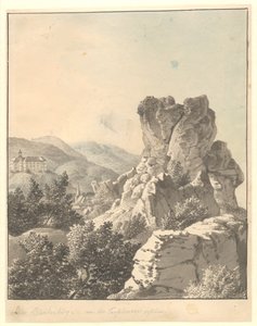 Widok z Harzen, z Teufelsmauer, w tle zamek Blankenburg autorstwa Christoffer Wilhelm Eckersberg