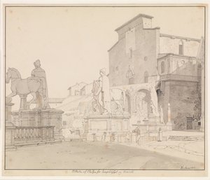 Widok na Campidoglio i Santa Maria w Aracoeli, Rzym autorstwa Christoffer Wilhelm Eckersberg