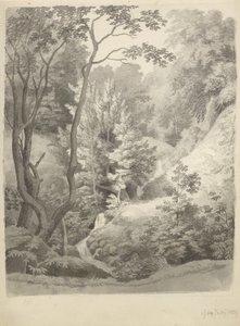 Widok na park dworu Liselund na wyspie Møn autorstwa Christoffer Wilhelm Eckersberg