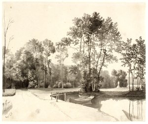 Widok na ogród Sanderumgaard autorstwa Christoffer Wilhelm Eckersberg