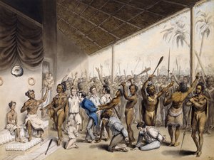 Wódz tubylczy rozkazuje Europejczyków na śmierć, 1817 r. autorstwa C. Bray
