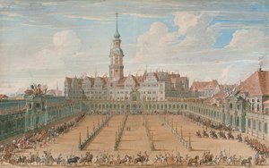 Parada Wyścigów Pierścieni Kobiet 6 czerwca 1709 r. w Dreźnie, 1710 r. autorstwa C. H. Fritzsche