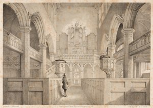 Wnętrze St. Peters, Wolverhampton, rytowane przez I. Shawa, 1848 autorstwa C. J. Greenwood