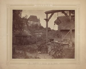 Heidelberg - Widok zamku z ogrodu, ok. 1870 r. (druk albumowy na kartonie) autorstwa C. M. Eckert