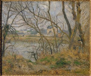 Nad brzegiem rzeki Oise, w pobliżu Pontoise, szara pogoda ... autorstwa Camille (after) Pissarro