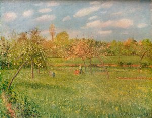 Jabłonie w Eragny, poranne słońce, c1896 autorstwa Camille Jacob Pissarro
