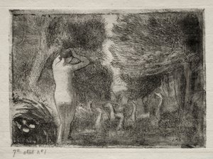Kąpiący się i Gęsi, 1895. autorstwa Camille Jacob Pissarro