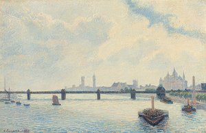 Most Charing Cross, Londyn. 1890 autorstwa Camille Jacob Pissarro