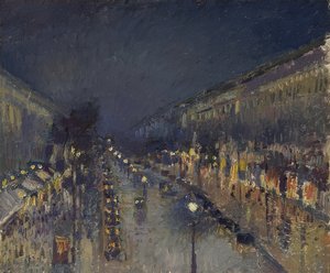 Bulwar Montmartre nocą. 1897 autorstwa Camille Jacob Pissarro