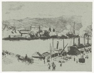 Widok na nabrzeże Sekwany w Rouen Quai Boieldieu, à Rouen autorstwa Camille Jacob Pissarro