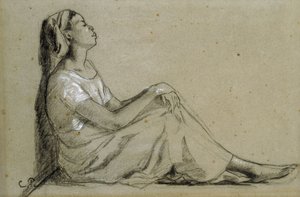 Młoda Murzynka Siedząca, 1855-57 autorstwa Camille Jacob Pissarro