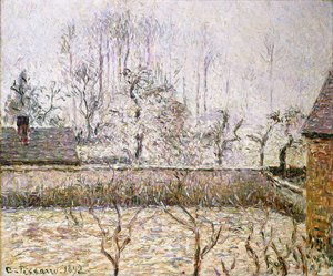 Krajobraz z mrozem i mgłą, Eragny; Krajobraz, Mróz i mgła, Eragny, autorstwa Camille Jacob Pissarro