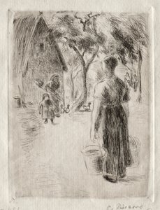 Chłopka niosąca wiadra, 1889. autorstwa Camille Jacob Pissarro