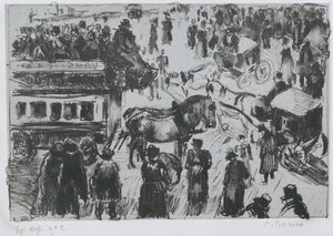 Place du Havre w Paryżu, ok. godz. 1897 (litografia na cynku) autorstwa Camille Jacob Pissarro