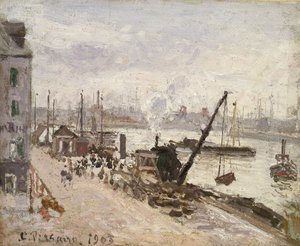 Nabrzeże w Le Havre, 1903 (olej na batyście) autorstwa Camille Jacob Pissarro