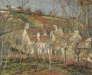 Czerwone dachy, róg wsi, zima, 1877 autorstwa Camille Jacob Pissarro