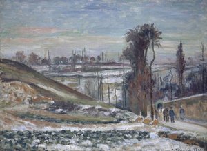 Śnieżny krajobraz w pobliżu l"Ermitażu, 1875 autorstwa Camille Jacob Pissarro