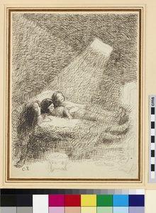 Study for The Asphysia (pióro i tusz na ołówku na papierze glazurowanym) autorstwa Camille Jacob Pissarro
