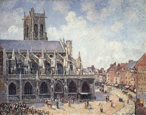 Kościół św. Jacquesa w Dieppe w porannym słońcu; Kościół Saint-Jacques w Dieppe Poranek, słońce 1901 autorstwa Camille Jacob Pissarro