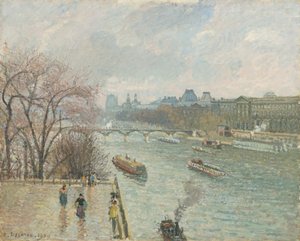 Luwr, popołudnie, deszczowa pogoda, 1900 autorstwa Camille Jacob Pissarro