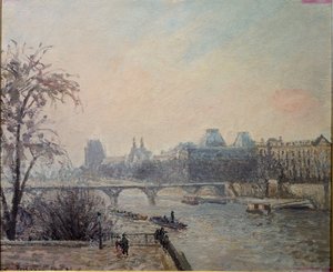 Sekwana i Luwr (olej na płótnie) autorstwa Camille Jacob Pissarro