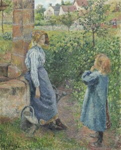 Kobieta i dziecko przy studni, 1882 r. autorstwa Camille Jacob Pissarro