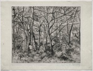 Zalesiony krajobraz w LHermitage, Pontoise, 1879. autorstwa Camille Jacob Pissarro