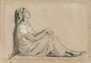 Młoda czarna kobieta siedząca, 1855-7 autorstwa Camille Jacob Pissarro