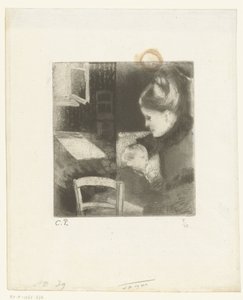 Kobieta karmiąca Enfant têtant sa mère autorstwa Camille Jacob Pissarro