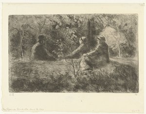 Zondagse rdza w het bos Niedzielny odpoczynek w lesie autorstwa Camille Jacob Pissarro