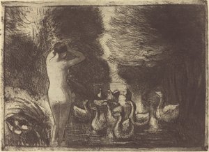 Kąpiący się z gęsiami, 1895. autorstwa Camille Pissarro