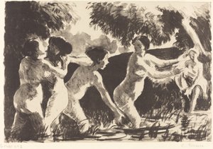 Zapasy kąpiących się Baigneuses luttants, 1896. autorstwa Camille Pissarro