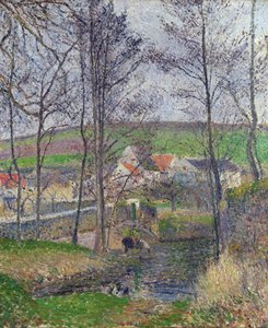 Banks of the Viosne at Osny, grey weather, winter - Obraz Camille Pissarro (1830-1903) Banks of the Viosne at Osny in grey weather - Olej na płótnie 1883 National Gallery of Victoria, Melbourne 65,3x54,5 autorstwa Camille Pissarro