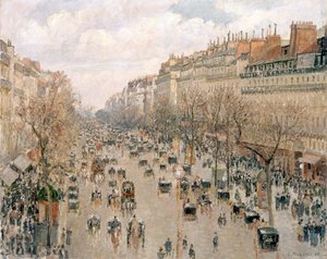 Boulevard Montmartre, popołudniowe niedziele autorstwa Camille Jacob Pissarro