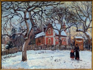 Kasztan i Louveciennes Krajobraz w śniegu. Obraz Camille Pissarro (1830-1903) 1872 Nd. 0,41x0,52 m Paryż, musee d