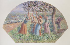 Projekt dla fana: Patyczki do grochu, 1890 autorstwa Camille Pissarro