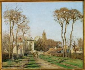 Wjazd do wioski Voisins, Yvelines (olej na płótnie) autorstwa Camille Pissarro