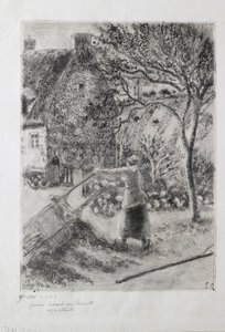 Kobieta opróżniająca taczkę, 1880 autorstwa Camille Pissarro