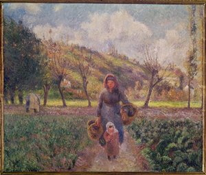 W ogrodzie (olej na płótnie) autorstwa Camille Pissarro