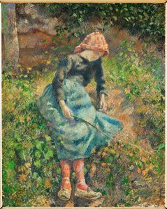 La bergere ou Jeune fille a la baguette, paysanne assise (olej na płótnie) autorstwa Camille Pissarro