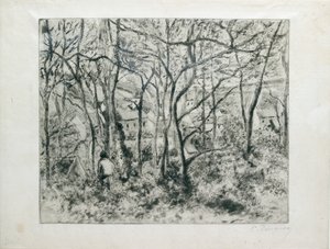 Krajobraz pod lasem, w Ermitażu Pontoise, 1879 autorstwa Camille Pissarro