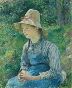 Wieśniaczka w słomkowym kapeluszu autorstwa Camille Pissarro