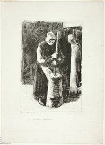 Wieśniaczka ubijająca mleko autorstwa Camille Pissarro